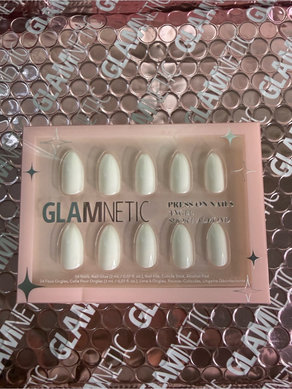 GLAMnetic Press-On Nails - Angel Short Almond White